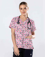 Cute Veterinary Face Mask Cat Nursing Scrub Top - Scrubloop