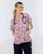 Cute Veterinary Face Mask Cat Nursing Scrub Top - Scrubloop