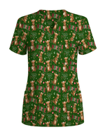 Cute Xmas Kangaroo Medical Scrub Top - Scrubloop