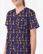 Cute Xmas Kangaroo Medical Scrub Top - Scrubloop