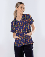 Cute Xmas Kangaroo Medical Scrub Top - Scrubloop