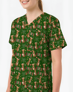Cute Xmas Kangaroo Medical Scrub Top - Scrubloop
