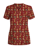 Cute Xmas Kangaroo Medical Scrub Top - Scrubloop