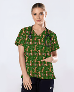 Cute Xmas Kangaroo Medical Scrub Top - Scrubloop