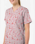 Cute XOXO Love Cupid Nursing Scrub Top - Scrubloop