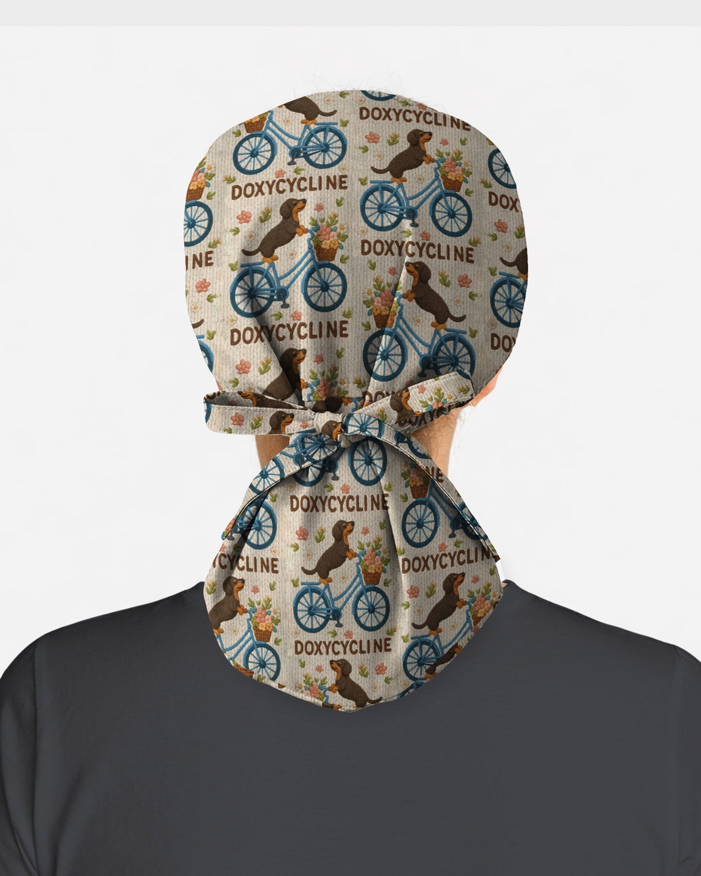 Dachshund Bicycle Pharmacy Pun Party Scrub Cap - Scrubloop