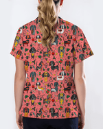 Dachshund Christmas Holiday Nursing Scrub Top - Scrubloop