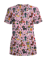 Dachshund Christmas Holiday Nursing Scrub Top - Scrubloop