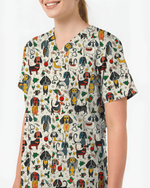 Dachshund Christmas Holiday Nursing Scrub Top - Scrubloop