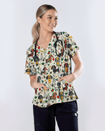 Dachshund Christmas Holiday Nursing Scrub Top - Scrubloop