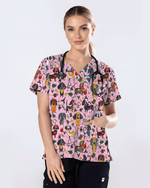 Dachshund Christmas Holiday Nursing Scrub Top - Scrubloop