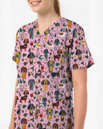 Dachshund Christmas Holiday Nursing Scrub Top - Scrubloop