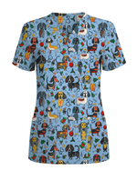 Dachshund Christmas Holiday Nursing Scrub Top - Scrubloop