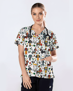 Dachshund Christmas Holiday Nursing Scrub Top - Scrubloop