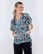 Dachshund Christmas Holiday Nursing Scrub Top - Scrubloop