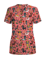Dachshund Christmas Holiday Nursing Scrub Top - Scrubloop