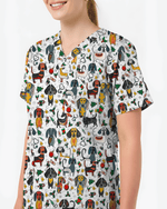 Dachshund Christmas Holiday Nursing Scrub Top - Scrubloop