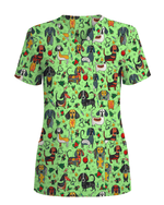Dachshund Christmas Holiday Nursing Scrub Top - Scrubloop