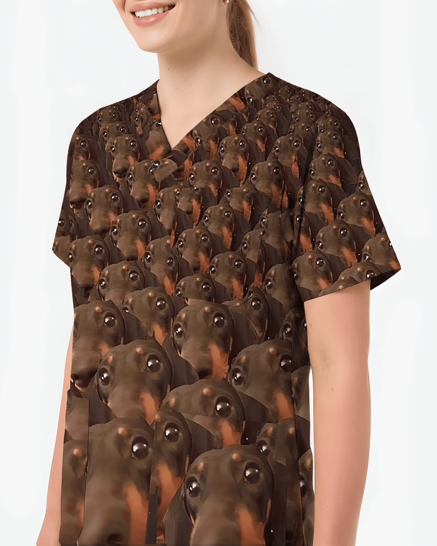 Dachshund Crowd Scrub Top - Scrubloop