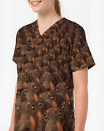 Dachshund Crowd Scrub Top - Scrubloop