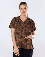 Dachshund Crowd Scrub Top - Scrubloop