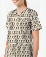 Easter Bunny Leopard Print Scrub Top - Scrubloop