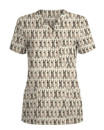 Easter Bunny Leopard Print Scrub Top - Scrubloop