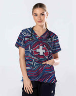 EKG Heartbeat Cross Medical Scrub Top - Scrubloop