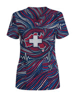 EKG Heartbeat Cross Medical Scrub Top - Scrubloop