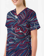 EKG Heartbeat Cross Medical Scrub Top - Scrubloop