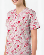 Elegant Pink Roses Diamond Medical Scrub Top - Scrubloop