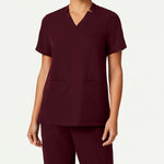 Women’s Classic Fit Notched V-Neck Scrub Top with 3 Pockets and Side Vents