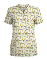 Festive Mardi Gras Carnival Parade Scrub Top - Scrubloop