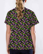 Festive Mardi Gras Crawfish Nurse Carnival Medical Scrub Top - Scrubloop