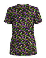 Festive Mardi Gras Crawfish Nurse Carnival Medical Scrub Top - Scrubloop