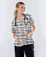 Festive Santa Rudolph Frosty Scrub Top - Scrubloop