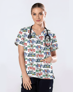 Festive Santa Rudolph Frosty Scrub Top - Scrubloop