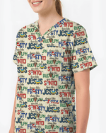 Festive Santa Rudolph Frosty Scrub Top - Scrubloop