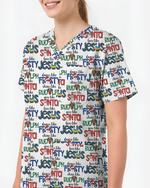 Festive Santa Rudolph Frosty Scrub Top - Scrubloop