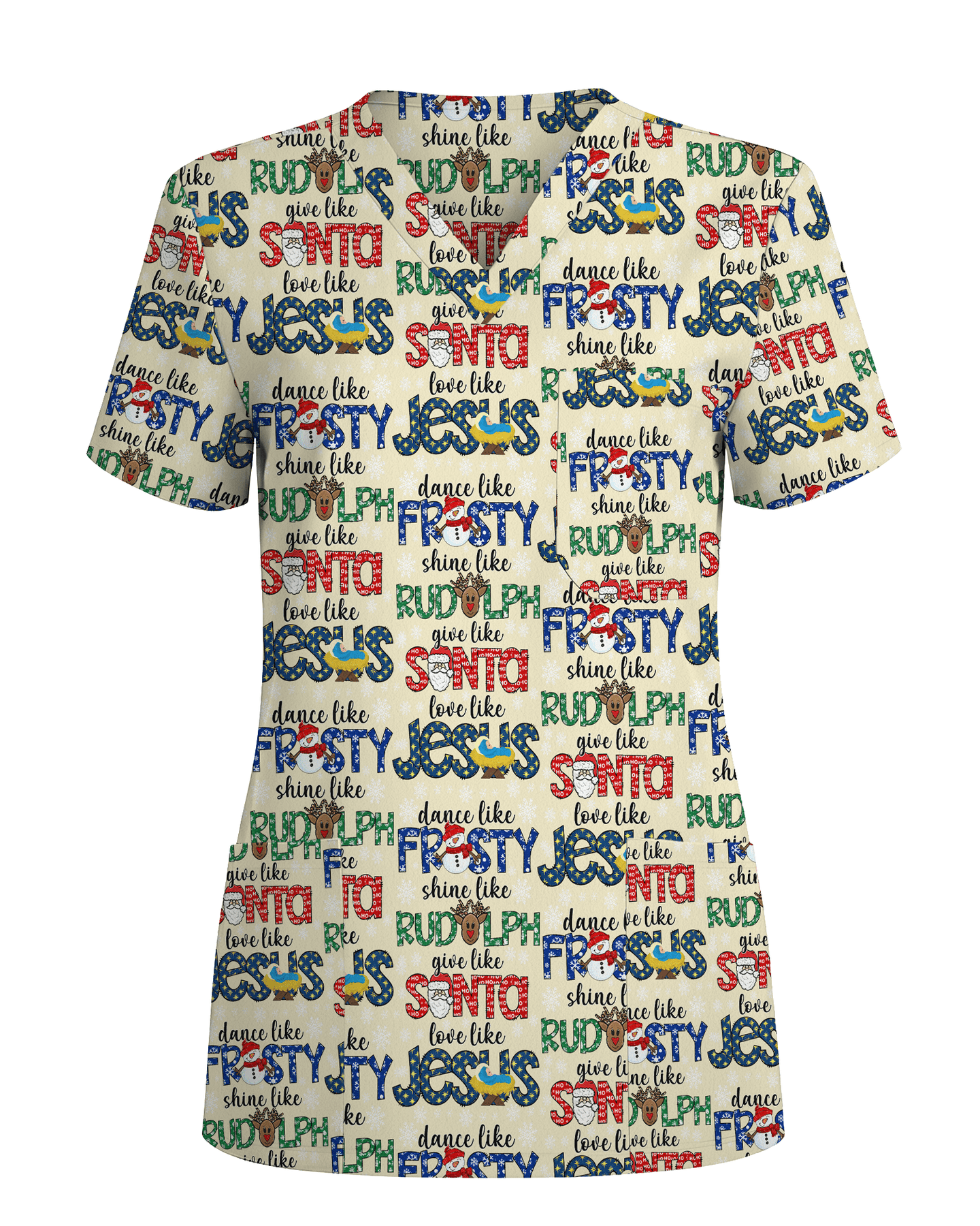 Festive Santa Rudolph Frosty Scrub Top - Scrubloop
