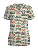Festive Santa Rudolph Frosty Scrub Top - Scrubloop