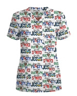 Festive Santa Rudolph Frosty Scrub Top - Scrubloop