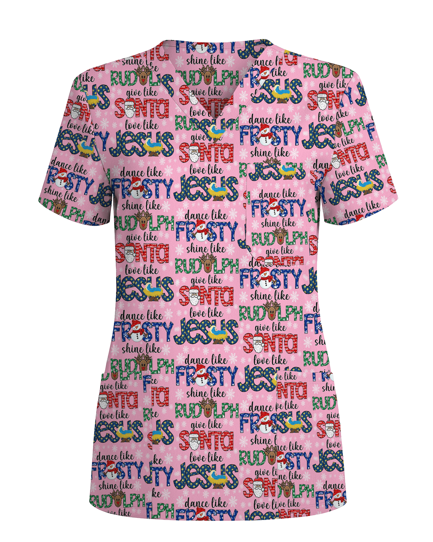 Festive Santa Rudolph Frosty Scrub Top - Scrubloop