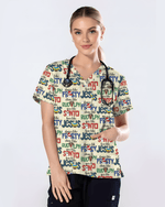 Festive Santa Rudolph Frosty Scrub Top - Scrubloop