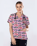 Festive Santa Rudolph Frosty Scrub Top - Scrubloop