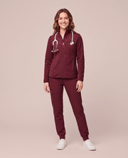 Fleece Scrub Jacket Burgundy