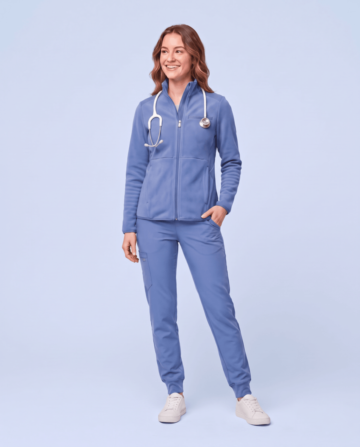 Fleece Scrub Jacket Ceil Blue