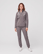Fleece Scrub Jacket Heather Gray
