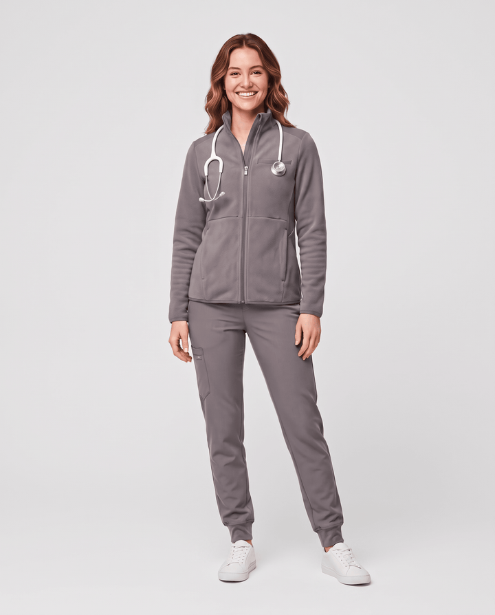 Fleece Scrub Jacket Heather Gray