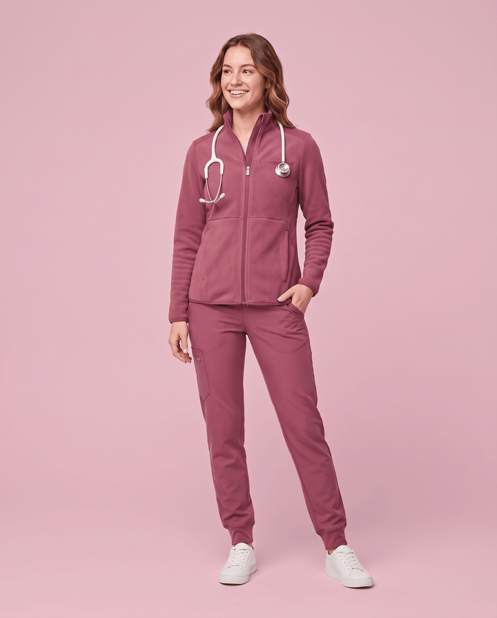 Fleece Scrub Jacket Mauve